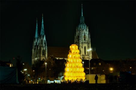 Gelber Sackbaum, Installation, yellow trashtree