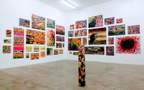 Installation, cut paintings, transformation of paintings