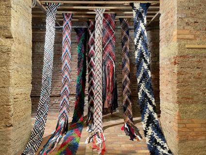 Soft Bond, woven objects, combined, used textile, sustainable, fibre art, Germany 2025